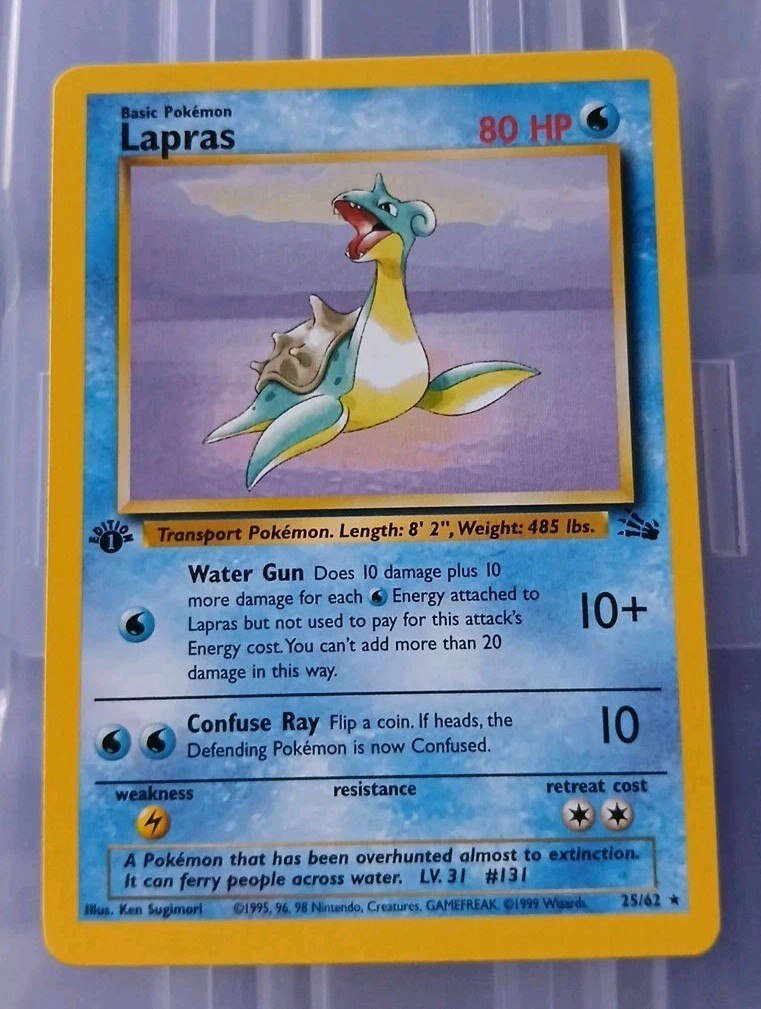 Pokémon LAPRAS Fossil First Edition Non Holo Rare #25/62 NM Unplayed 1999