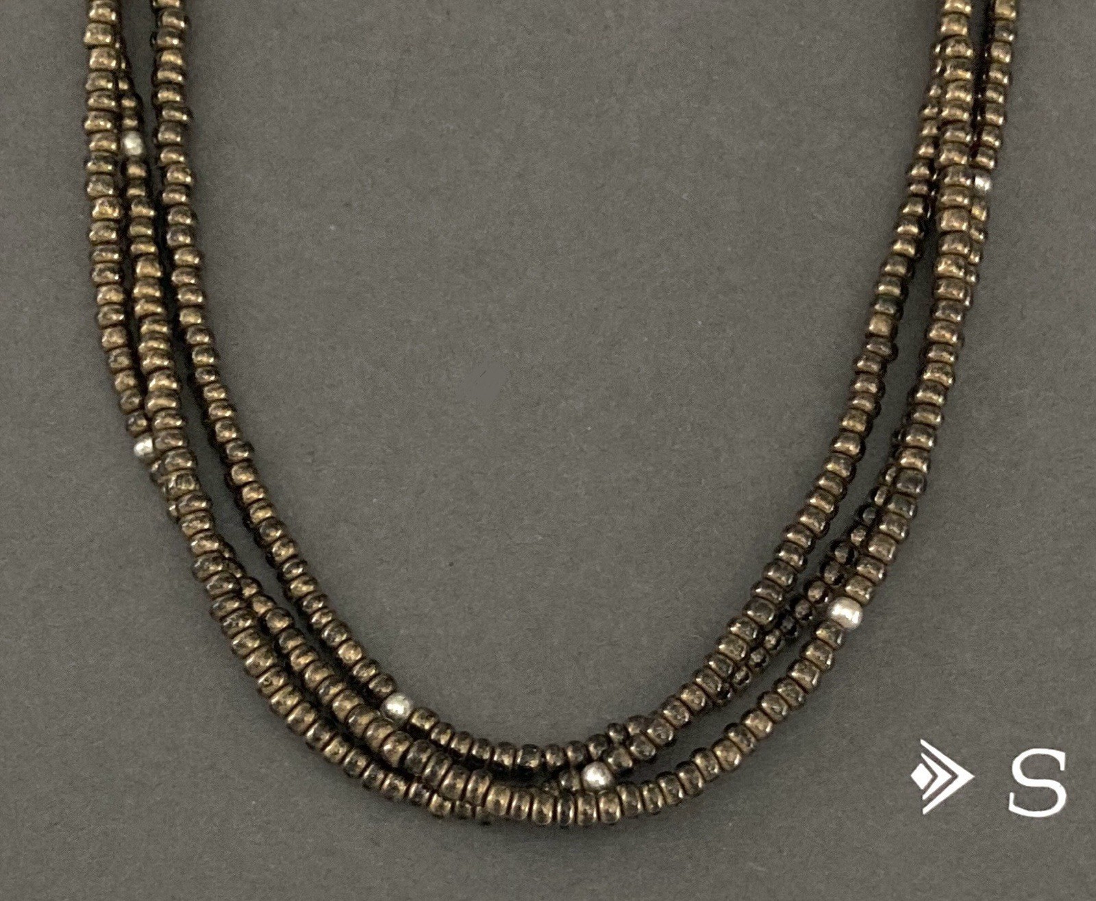 SILPADA Sterling Silver 3 Strand BRONZE Glass Bead Necklace~#N1571~RETIRED!