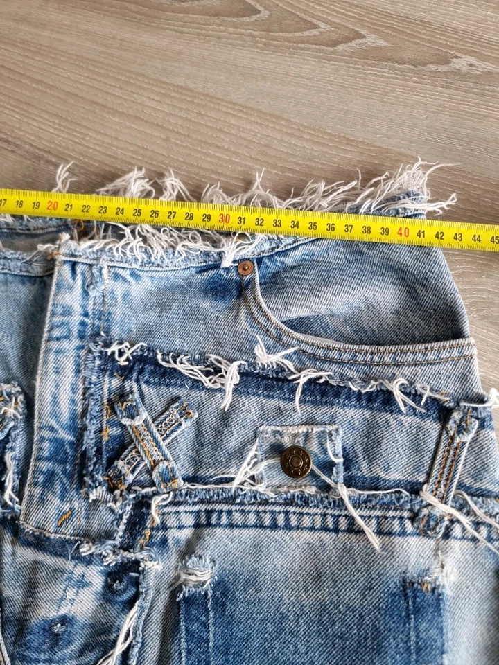 LEVI'S DRY GOODS VINTAGE 2000 Y2K JUPE COURTE PATCHWORK JEANS STYLE BRITNEY - Photo 4/4