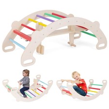 4-in-1 Rocking Horse Climber w/ Arch Climber Crawling Tunnel for Boys  Girls