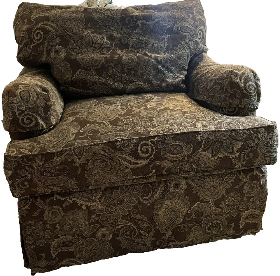 Henredon Oversized Swivel Chair Upholstery Collection Cushion Skirt 2009 Arm 360 - Image 2 of 4