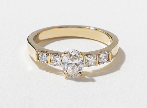 1.00 Ct Oval Cut White Channel Moissanite Engagement Ring 10k Solid Yellow Gold - Picture 1 of 7