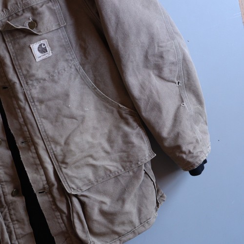 VTG Carhartt Work jacket duck Canvas Mens XL quilt lined Brown Coat Thrashed - Picture 3 of 10