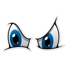 Cartoon Eyes Blue, Vinyl Decal Sticker, Indoor Outdoor, 3 Sizes, 8926