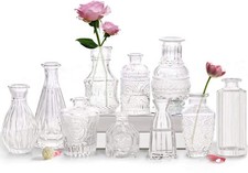 Bud Vases Set Of 10 Small Flower Glass Vases For Centerpieces Cute Clear Crystal