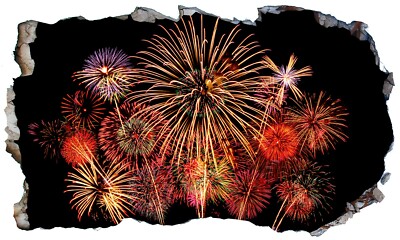 Feuerwerk Feuerwerk Silvester 3D Magic Window Wandbild selbstklebend Vinyl V1