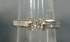 Diamentowa księżniczka cięty pierścionek zaręczynowy 14k żółte złoto rozmiar 7,5