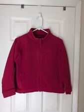L.L. Bean Fleece Jacket Youth Kids Medium 10-12 Red Zip Pockets