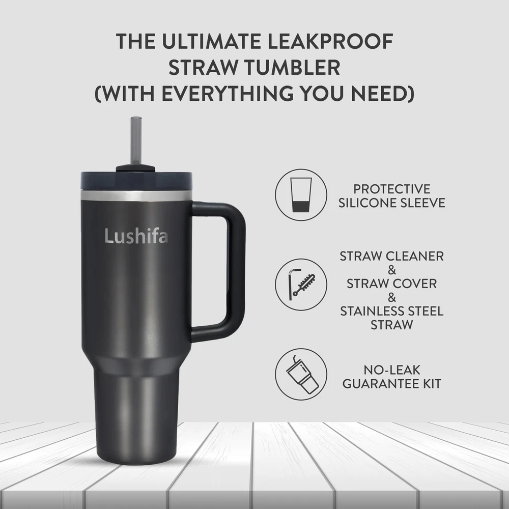 Tumbler 40 Oz Elevating Your Sip Experiance - Deluxe Set With Handle, Leakpro...