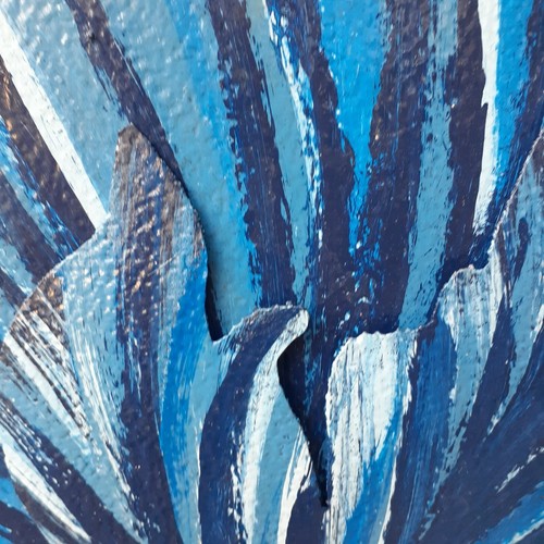 Blue Flower Wall Sculpture Art Handcrafted and Painted - Picture 12 of 12