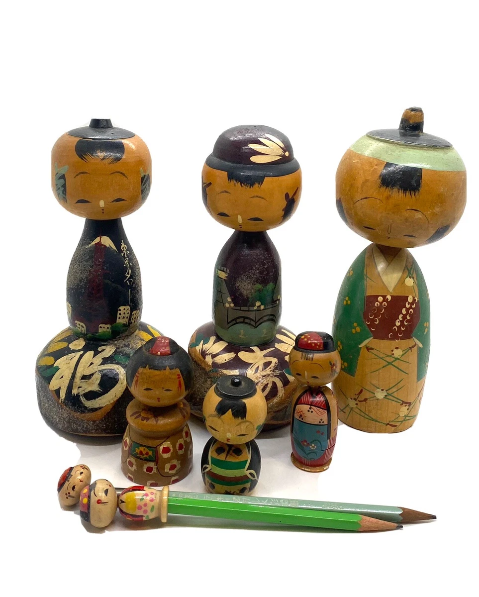 Vintage wooden sales japanese kokeshi dolls