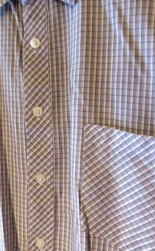 Camisa social masculina ajustada Alfani XL xadrez cinza preto branco acastanhado - Imagem 2 de 4