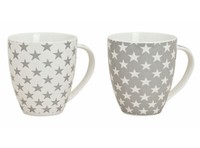 2X Xxl Kaffeetasse Groß 650Ml - Jumbo Tasse Porzellan Kaffee Becher Stern Design