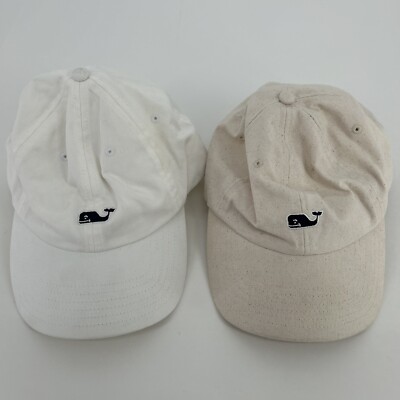 Lot Of Vineyard Vines Hat Cap Mens White Beige Leather Strap
