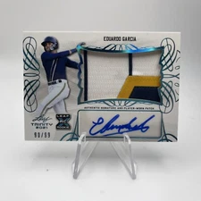 2021 Leaf Trinity Eduardo Garcia Jumbo Rookie Patch Auto Green /99 Brewers RPA