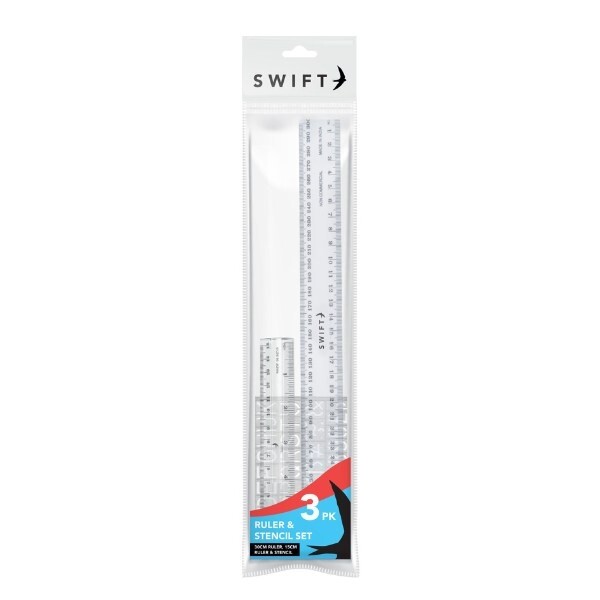 Martello 3 Pieces Ruler & Stencil Set - Blue - Image 2