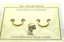 9ct Yellow Gold Sleepers Hinged Earrings Plain 12mm  Free Post In Oz