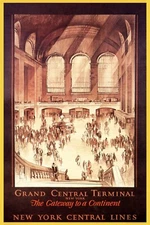 New York Grand Central Terminal Gateway USA Travel Vintage Poster Repro FREE S/H