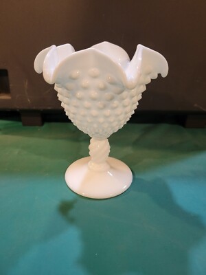 Fenton Footed Open Jam/Jelly Hobnail Milk Glass Dish