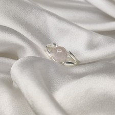 Rose Quartz Gemstone 925 Sterling Silver Ring Wedding/Anniversary Gift for Her