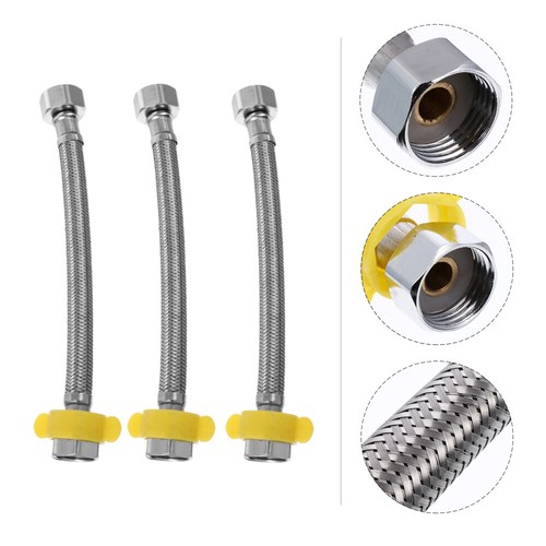 3 Pcs Stainless Steel Wire Tube Hose Quick Connect Shower Connector - Picture 7 of 12