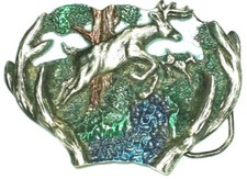 VINTAGE GREAT AMERICAN BUCKLE CO - WHITETAIL DEER BUCK - BRASS BELT BUCKLE 1982