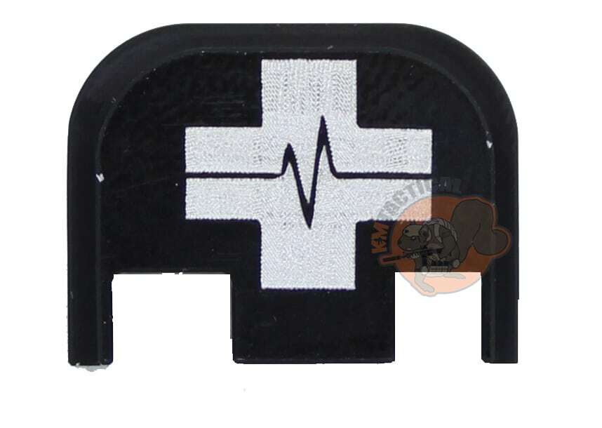 Medical Cross Engraved Slide Back Plate Aluminum Made USA for Glock G43