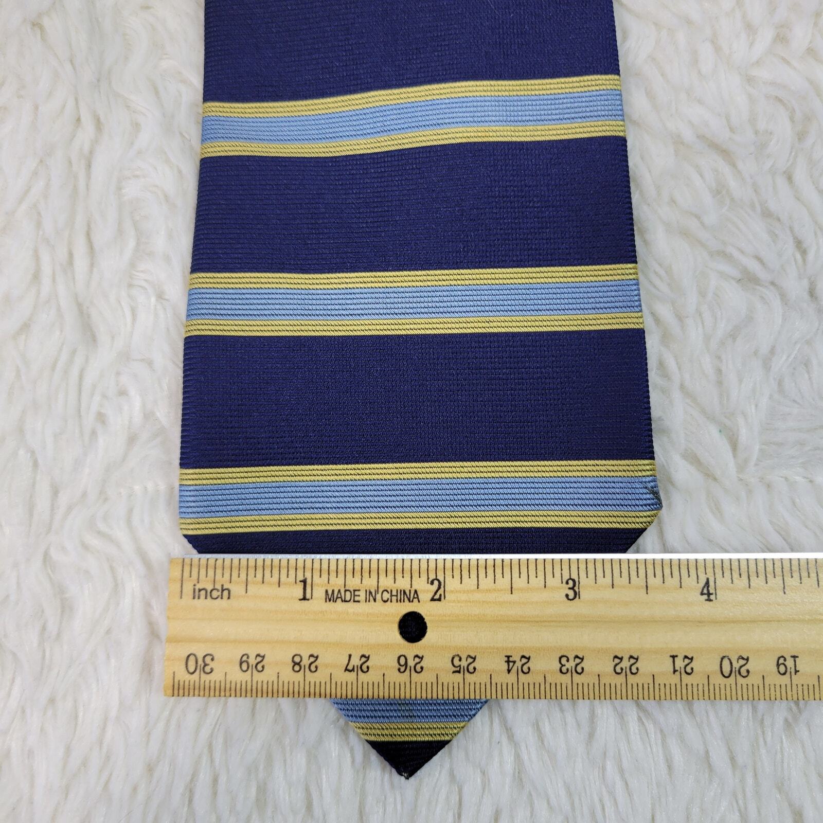 Vintage Brooks Brothers Silk Repp Necktie Men's Striped Blue Yellow Textured Tie thumbnail 7