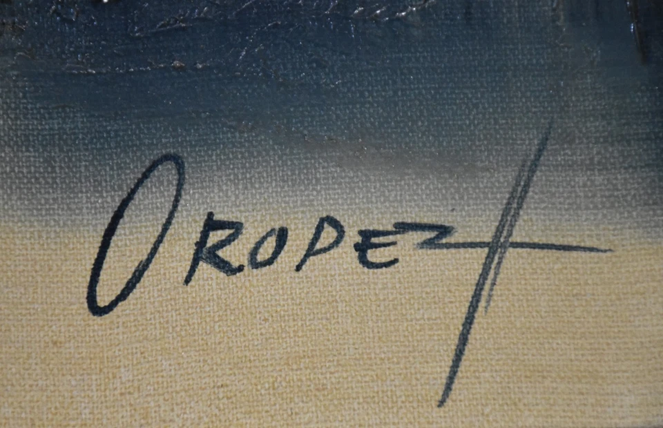 EDUARDO OROPEZA середины века современный Chicago Skyline масло на холсте, 26 «x 30» - Изображение 3 из 4