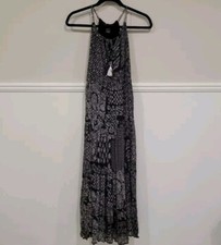Karen Kane Women's Sleeveless Patch Print Maxi Dress Black Boho Size Extra Small