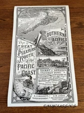 1885 SOUTHERN PACIFIC RAILROAD TRAIN PACIFIC COAST MAP CALIF. 14X24 POSTER AD