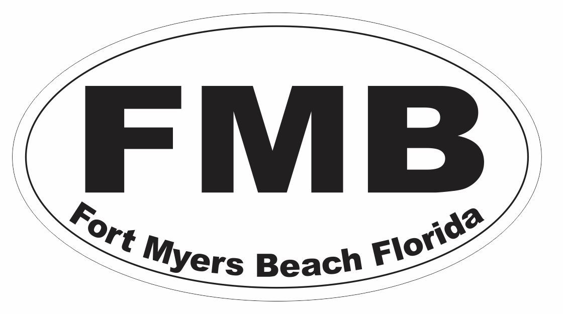 Fmba Sticker FMB Fort Myers Beach Florida Oval Bumper Sticker or Helmet Sticker ...