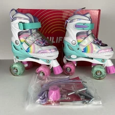 Sulifeel Rainbow Unicorn Sz S (10C-13C) Adjustable Light up Roller Skates Girls