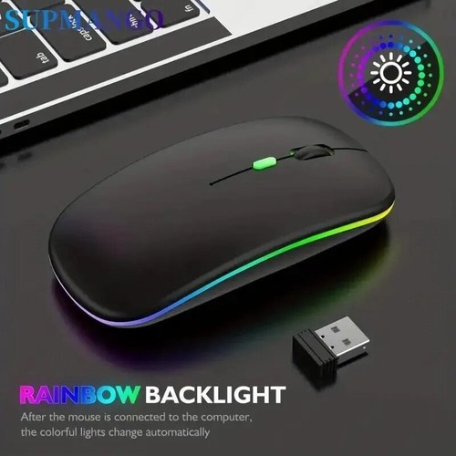 Mouse Wireless 2.4G LED RGB Ricaricabile silenzioso USB/BLUETOOTH - Foto 5 di 9
