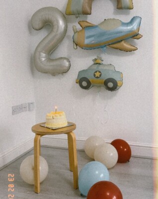 Baby Geburtstag Luftballon Set Vintage Retro Auto Flugzeug Neutral Babyparty Party