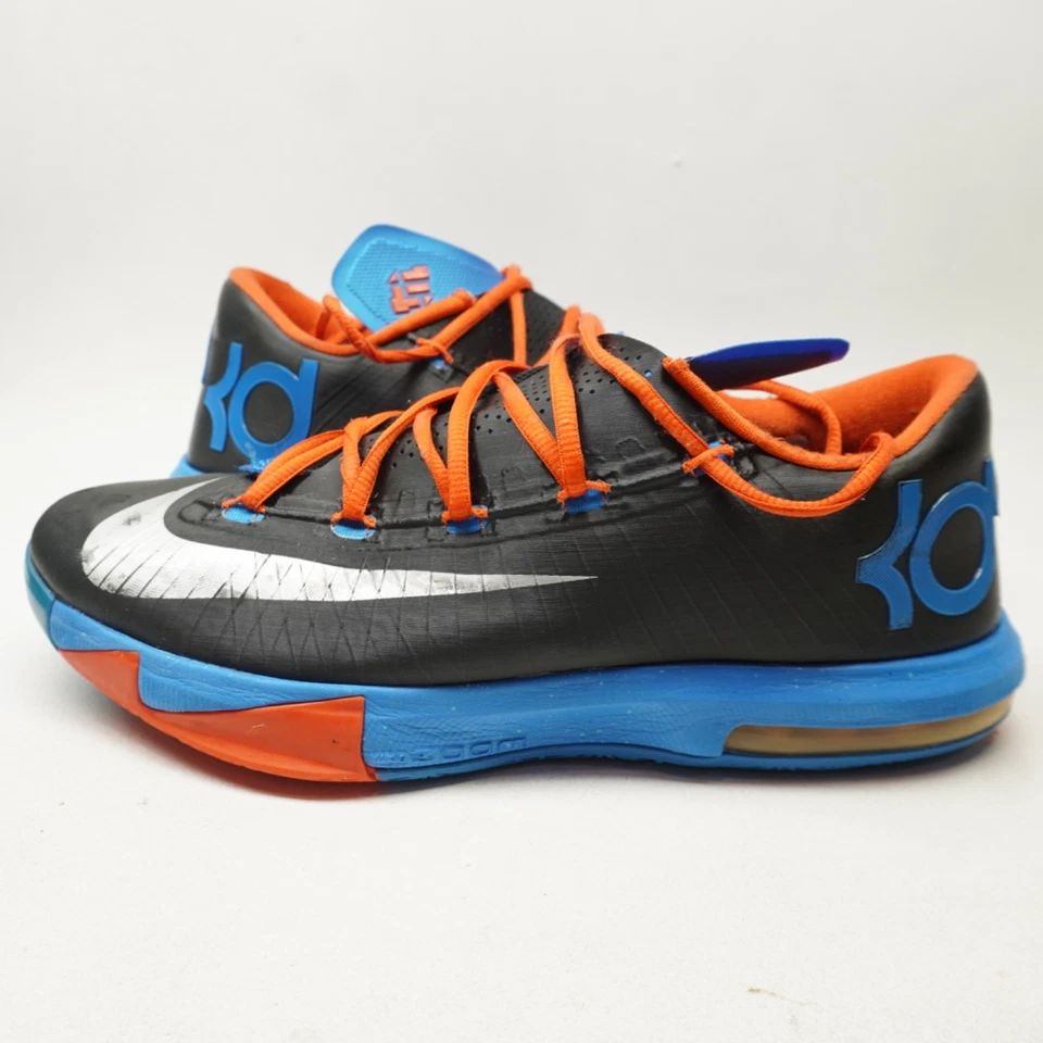 VGC! Mens Size 10 Nike KD 6 Away Black White Blue Orange Leather (599424-004) - Image 2 of 4