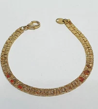 Stunning Gold Tone Raised " I Love You/Hearts " Textured Nugget Chain 7"Bracelet