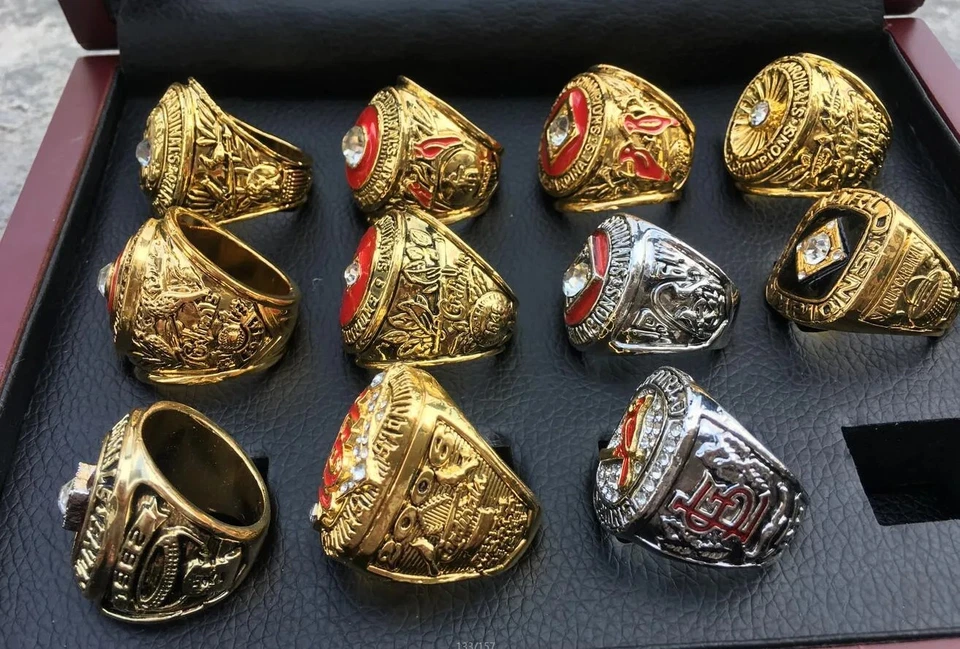 Cardenales de San Luis - Juego de 11 anillos Serie Mundial con caja de exhibición de madera. Pujols Foto 4 de 4