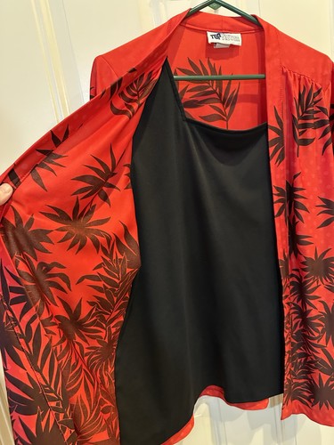 Erstklassige Damen Kurzarm Bluse Größe 18? Rot Schwarz Vintage Hawaii - Bild 3 von 15