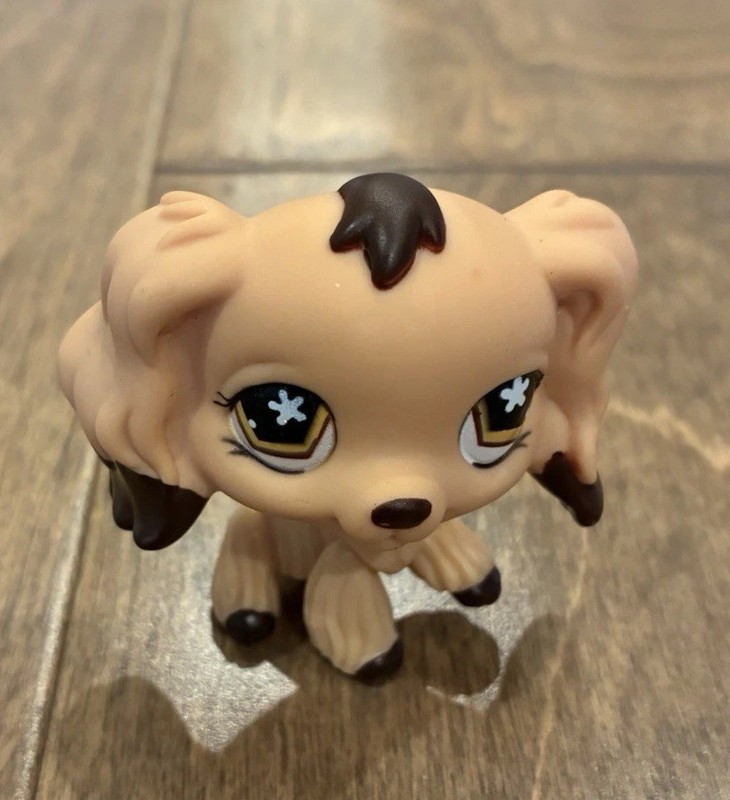 Littlest Pet Shop LPS Cocker Spaniel #575 Tan Brown Dipped Ears Flower Eyes