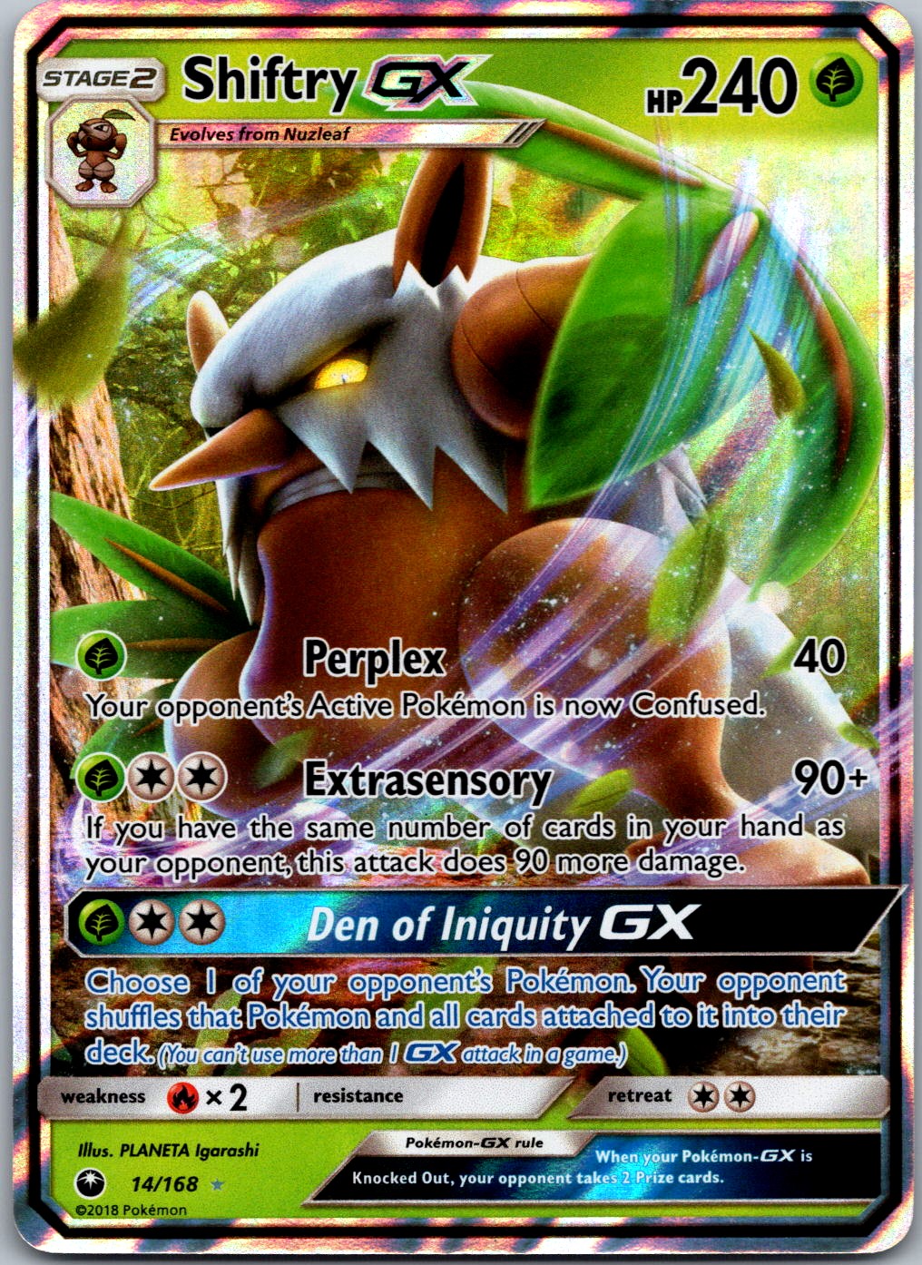 Shiftry GX #14/168 Ultra Rare Holo SM - Celestial Storm Pokemon NM
