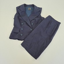 NW  3 Suit 10 Navy Womens Cotton Blend Waistcoat Skirt Phase Eight
