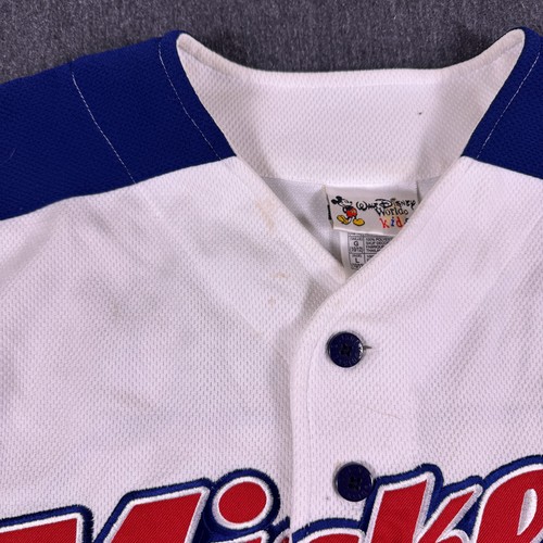 Disney Boys White Blue Disneyland Mickey Mouse Baseball Jersey Size L (10/12) - Picture 6 of 12