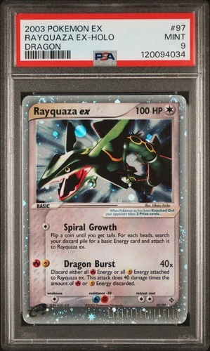 2003 POKEMON EX DRAGON #97 RAYQUAZA EX HOLO (PSA 9 MINT) NEW CERT