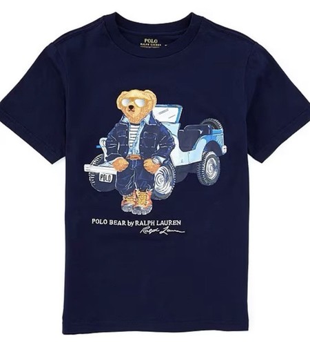 NWT, Boys Ralph Lauren Navy Short Sleeved Polo Bear T-Shirt. M(10-12) Eu 146/152