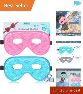 Adjustable Gel Eye Mask, 2 Pack Jumbo Cooling Compress for Relaxation & Recovery