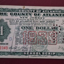 County of Atlantic City New Jersey $1 Bond Certificate (Scripophily)