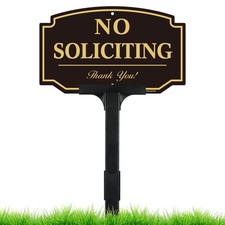 No Soliciting Sign for House with Adjustable Height Stake Set-10x6 Inch/38 In...