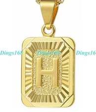 18K Gold Filled Tarnish-Resist Alphabet Letter "H" Initial Bar Pendant Necklace