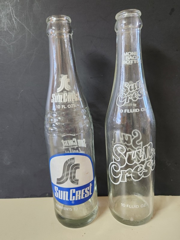 2 Vintage SunCrest 10oz ACL Soda Bottle Doraville GA